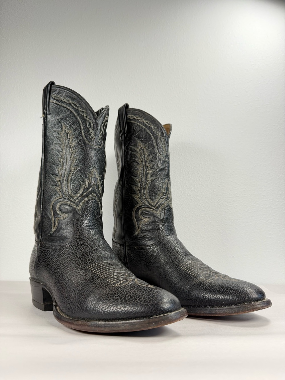 Tony Lama Mens Vintage Cowboy Boots Size 11.5 D Wild Boar 6904 Made In USA